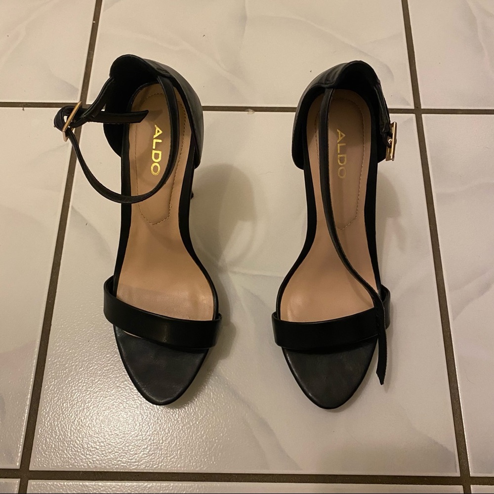 Aldo strappy platform heels, black leather